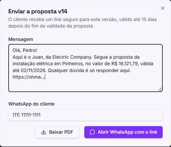 Envio da proposta pelo WhatsApp
